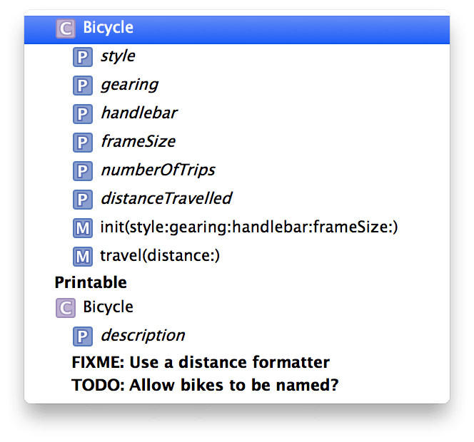 Xcode 6 Documentation Source Navigator MARK / TODO / FIXME